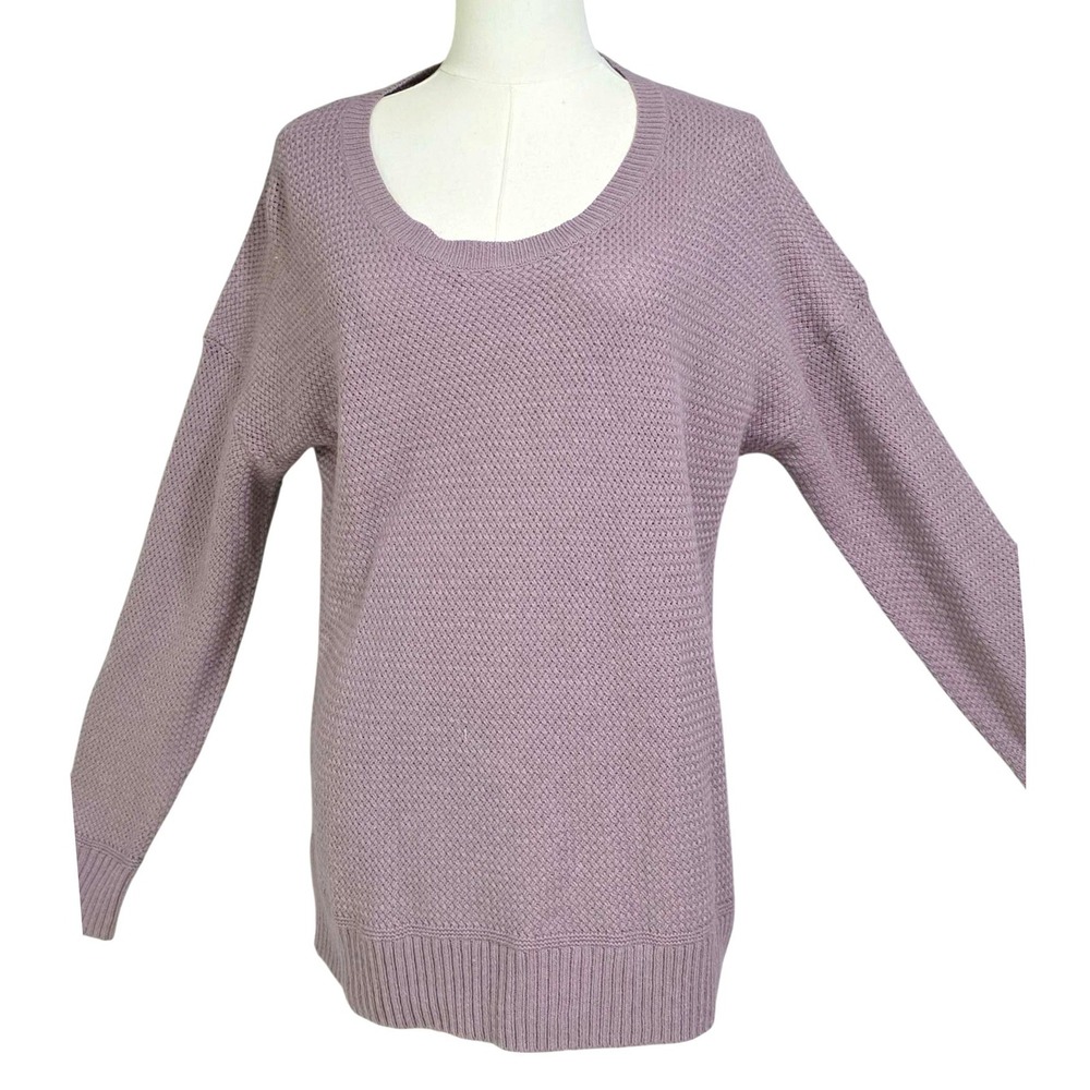 Madewell Waffle Knit Sweater Womens Medium Purple Excellent High Low Scoop Neck